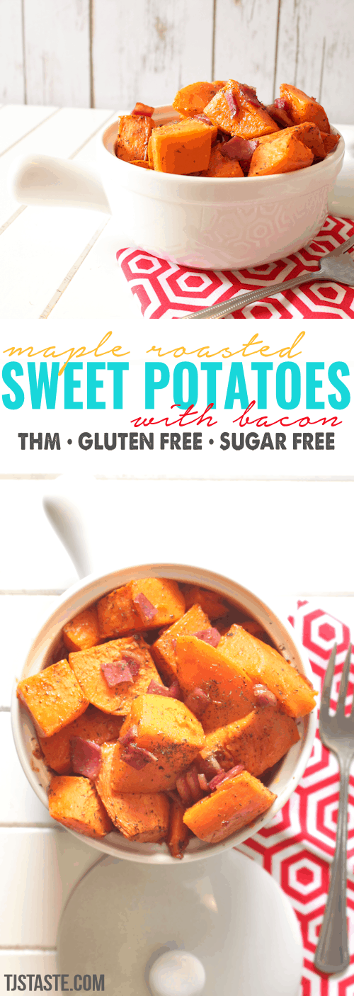 Maple Roasted Sweet Potatoes with Bacon