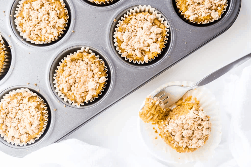 Pumpkin Pie Cupcakes with Crumble Topping from Wholesome Yum