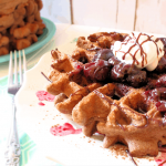 Healthy Carb Black Forest Waffles Featured with Cherry Compote