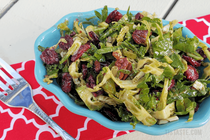 Low Carb Brussels Sprouts and Kale Slaw with Maple Vinaigrette