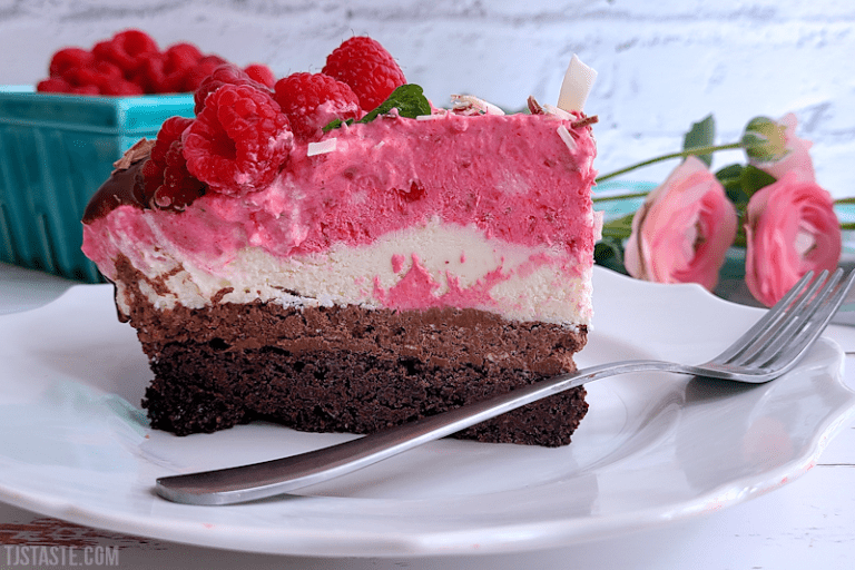 Chocolate Raspberry Mousse Cake with Brownie Bottom
