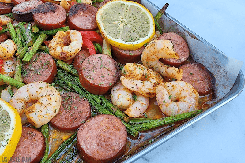 Shrimp and Sausage Sheet Pan Dinner